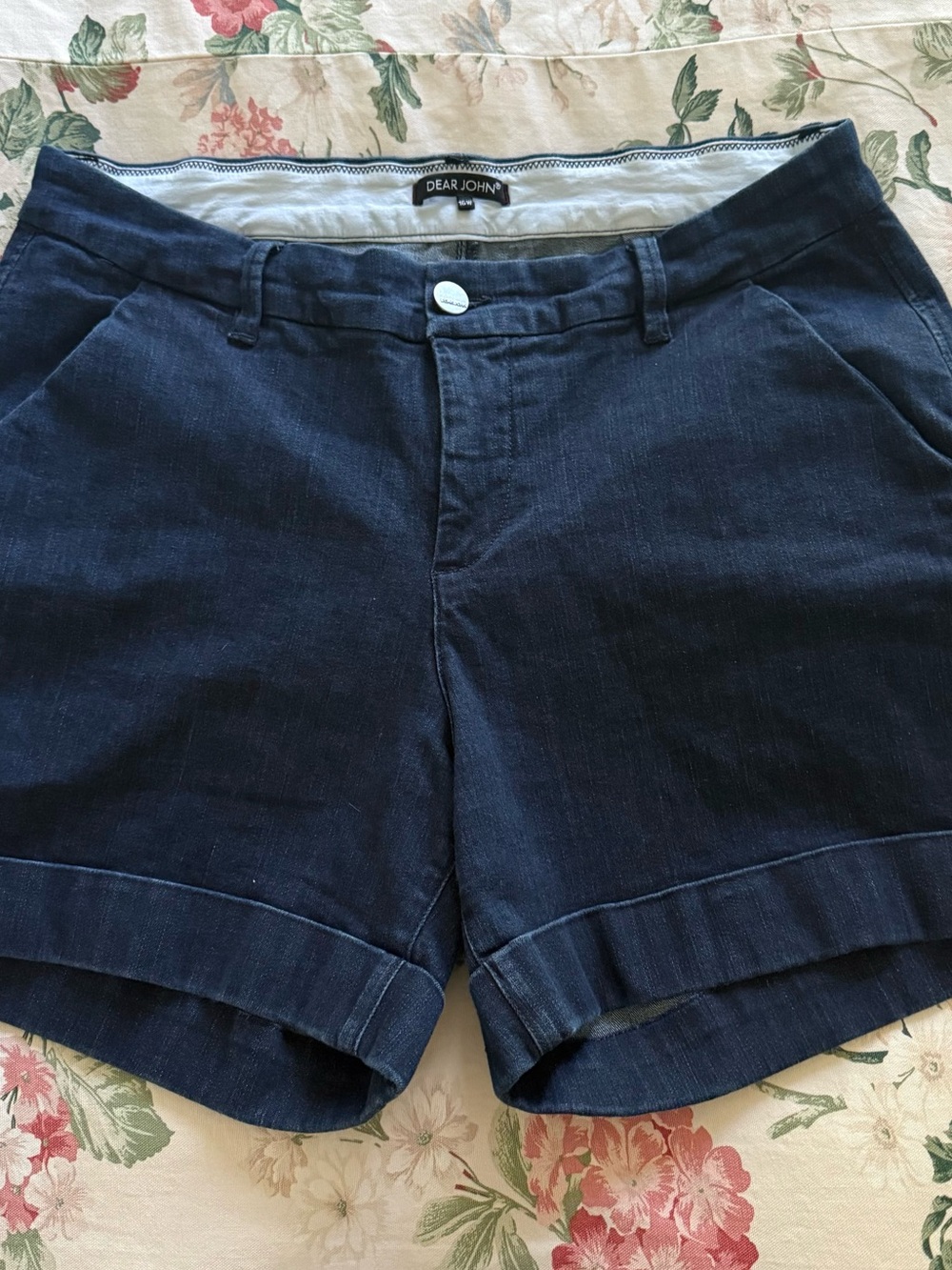 Dear John Hampton Preppy Denim Classic Cuffed Shorts Dark Wash Indigo Plus 16W